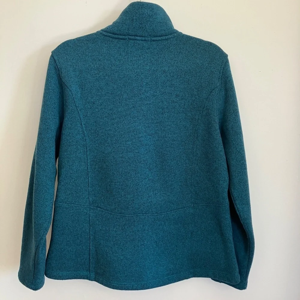 Lands End Sweater Fleece Jacket - Dark Teal Heather